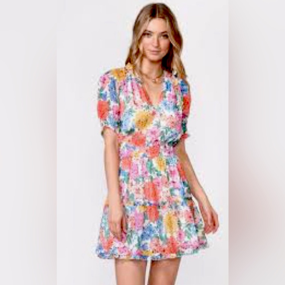 Adelyn Rae Floral Chiffon Dress MEDIUM